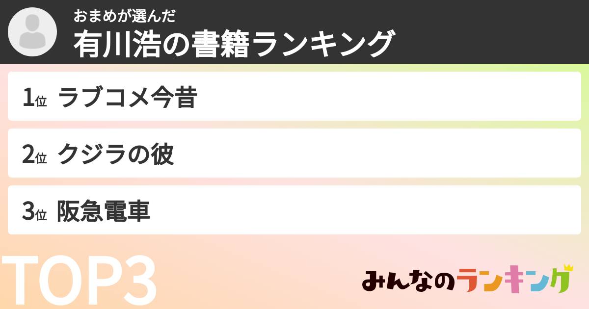 おまめさんの「有川浩の書籍ランキング」