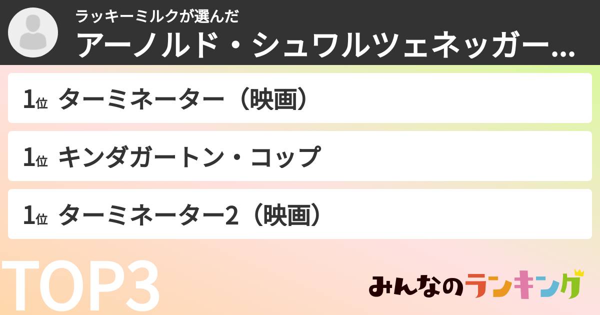 ラッキーミルクさんの「アーノルド・シュワルツェネッガー出演映画ランキング」