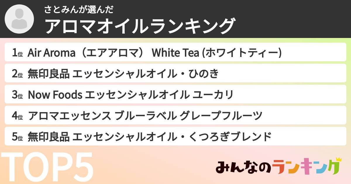 さとみんさんの「アロマオイルランキング」