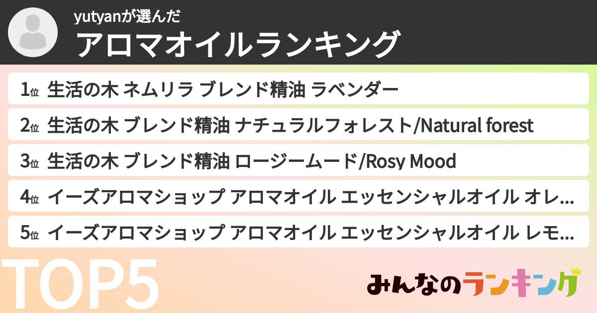 yutyanさんの「アロマオイルランキング」