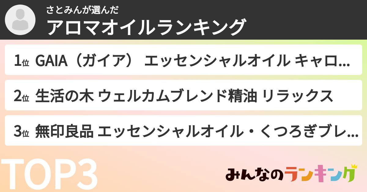 さとみんさんの「アロマオイルランキング」