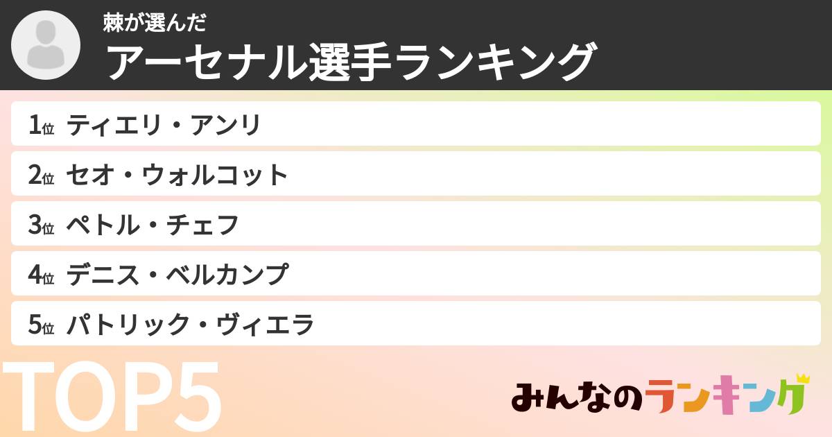 棘さんの「アーセナル選手ランキング」