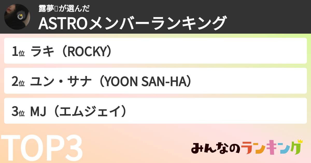 露夢👼さんの「ASTROメンバーランキング」