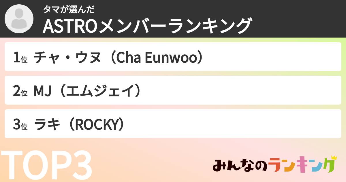 タマさんの「ASTROメンバーランキング」