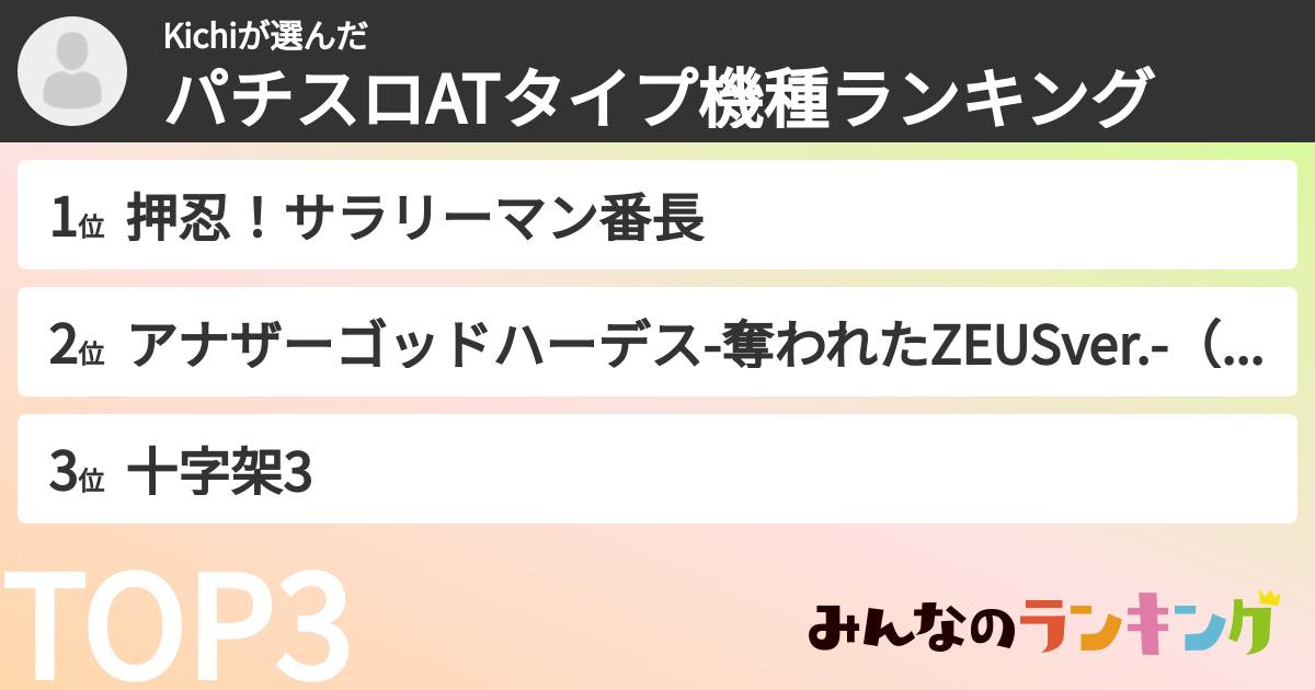 Kichiさんの「パチスロATタイプ機種ランキング」