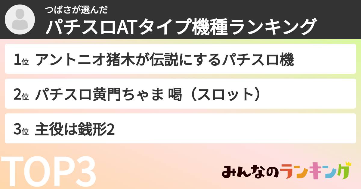 つばささんの「パチスロATタイプ機種ランキング」
