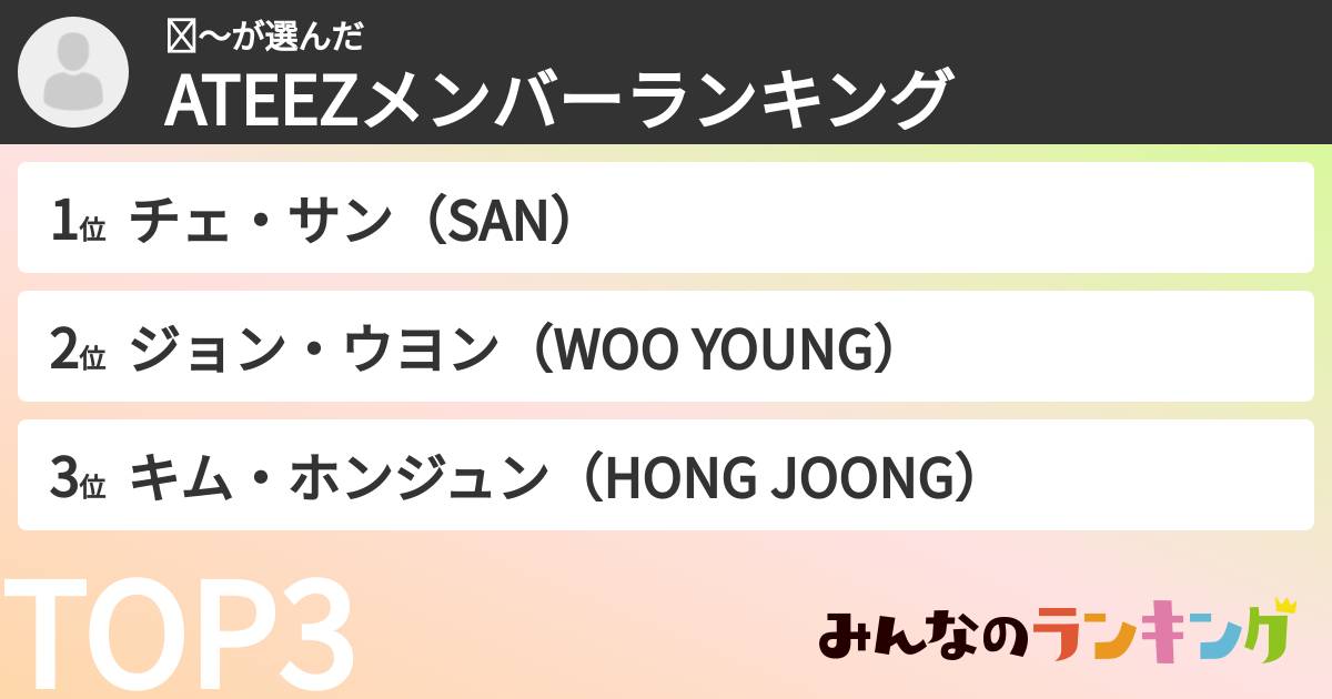 예～さんの「ATEEZメンバーランキング」