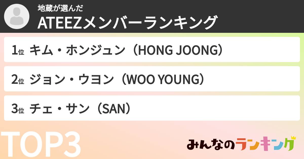地蔵さんの「ATEEZメンバーランキング」