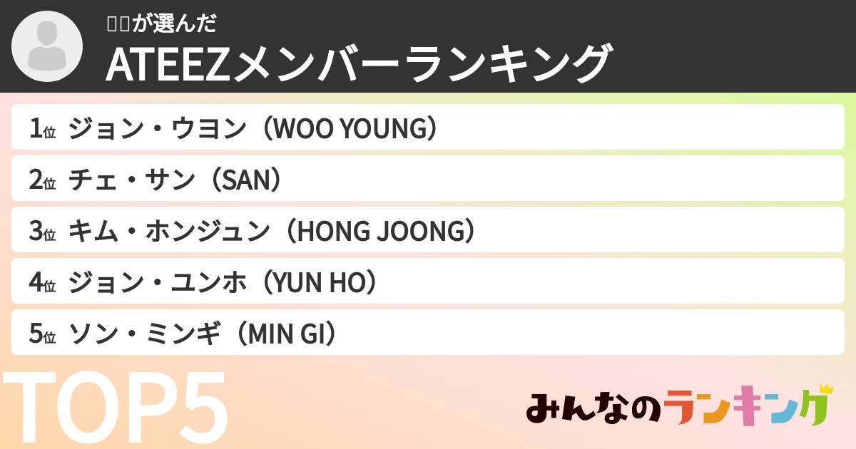 에미さんの「ATEEZメンバーランキング」