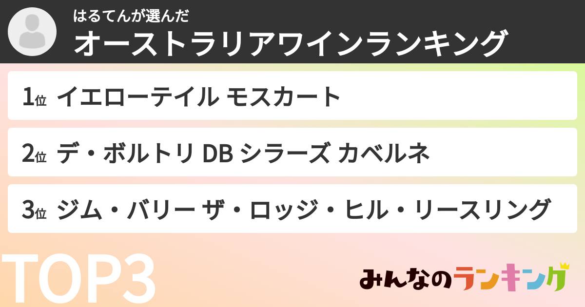 はるてんさんの「オーストラリアワインランキング」