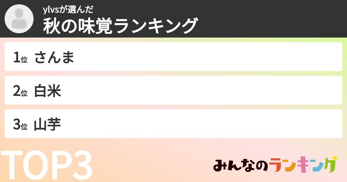 ylvsさんの「秋の味覚ランキング」