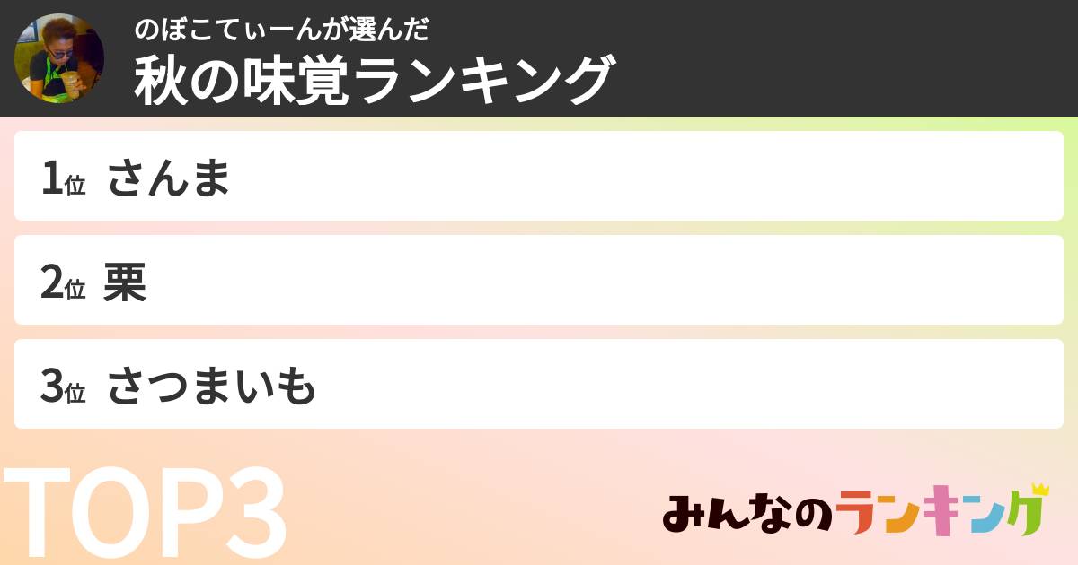 のぼこてぃーんさんの「秋の味覚ランキング」