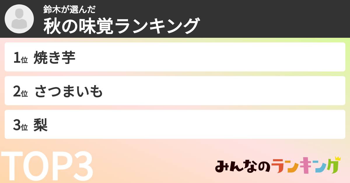 鈴木さんの「秋の味覚ランキング」