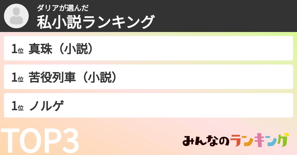 ダリアさんの「私小説ランキング」