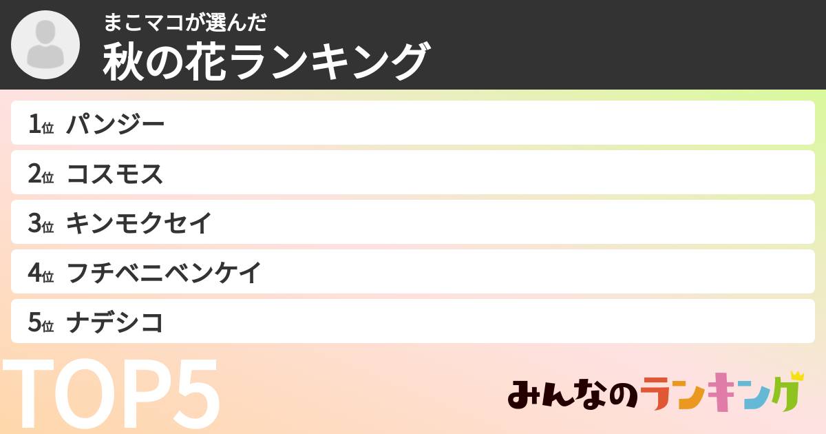 まこマコさんの「秋の花ランキング」