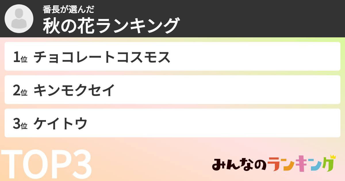 番長さんの「秋の花ランキング」