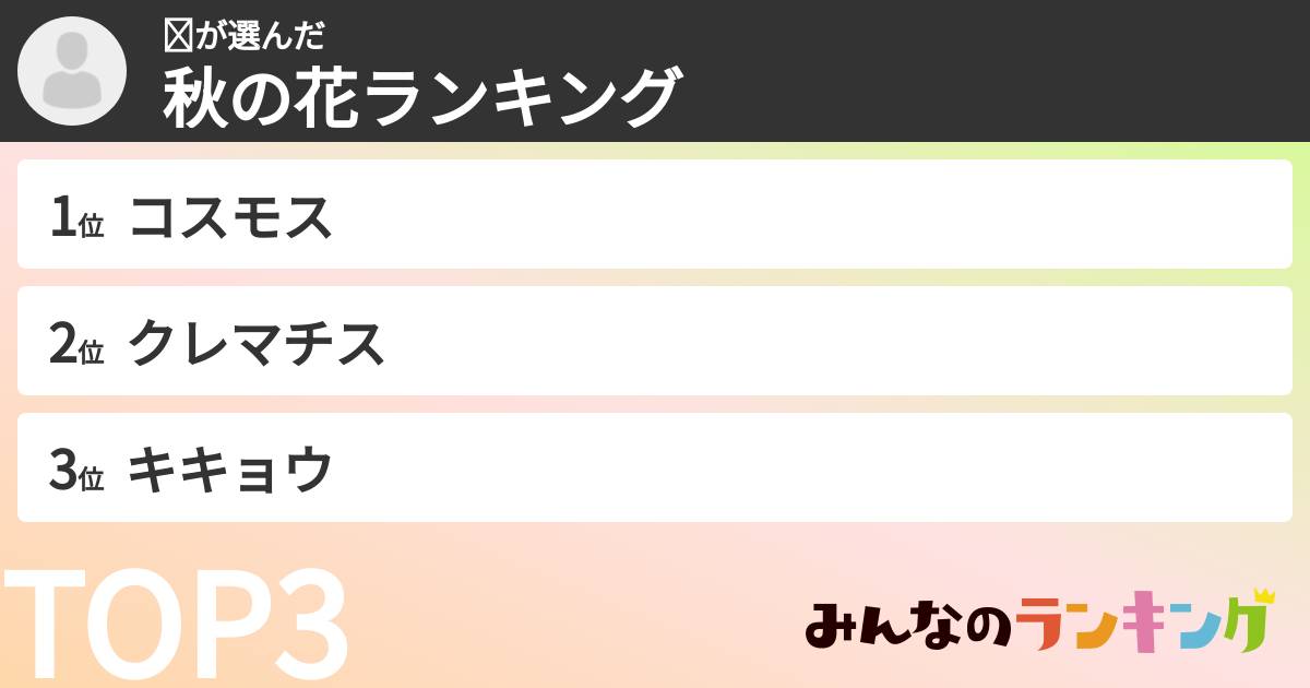 ☺さんの「秋の花ランキング」