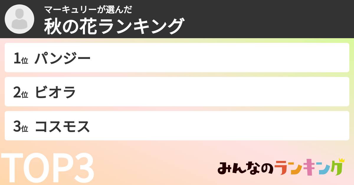 マーキュリーさんの「秋の花ランキング」