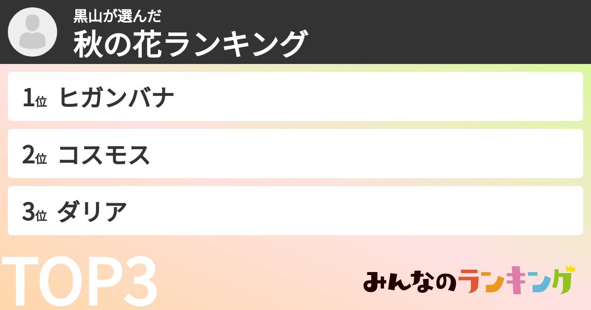 黒山さんの「秋の花ランキング」