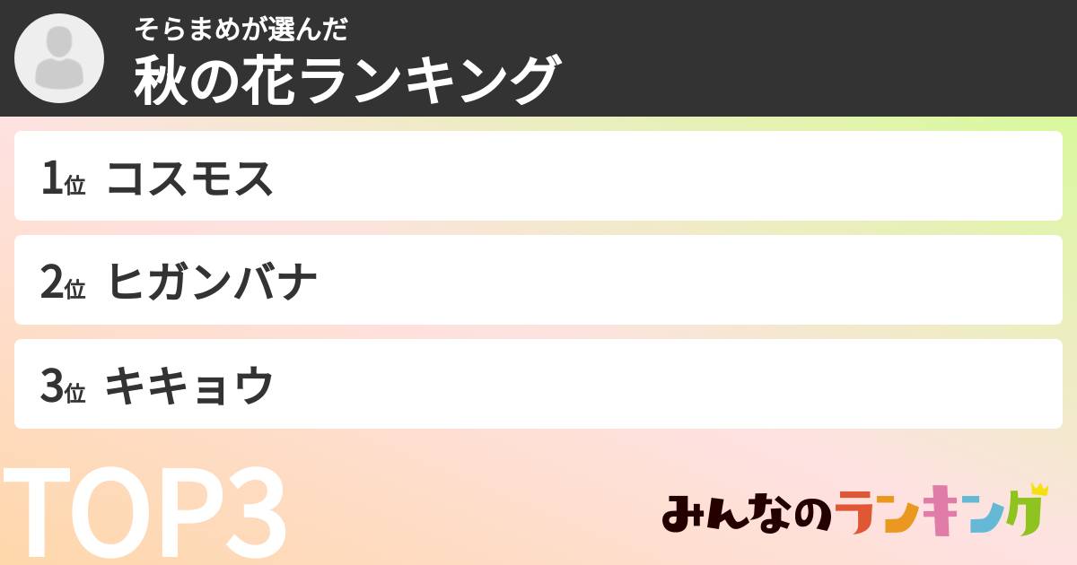 そらまめさんの「秋の花ランキング」