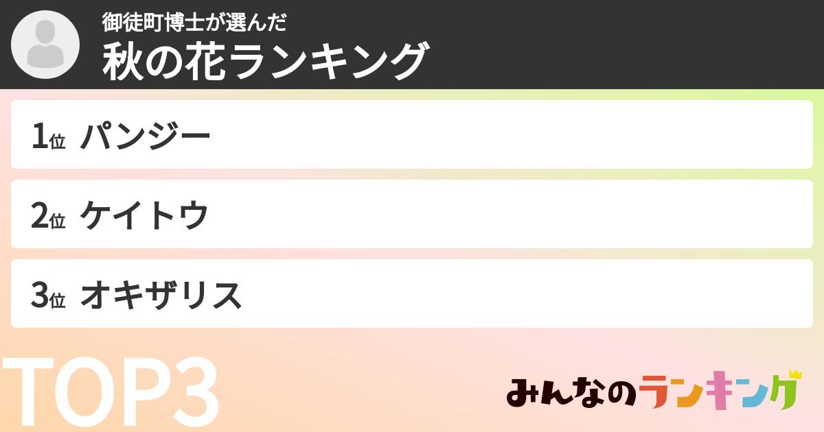 御徒町博士さんの「秋の花ランキング」