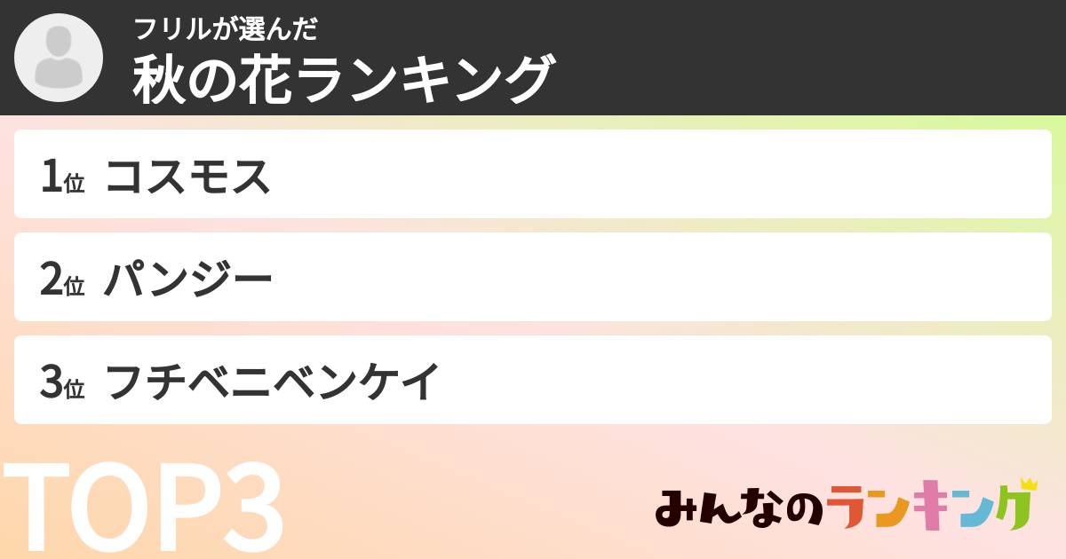 フリルさんの「秋の花ランキング」