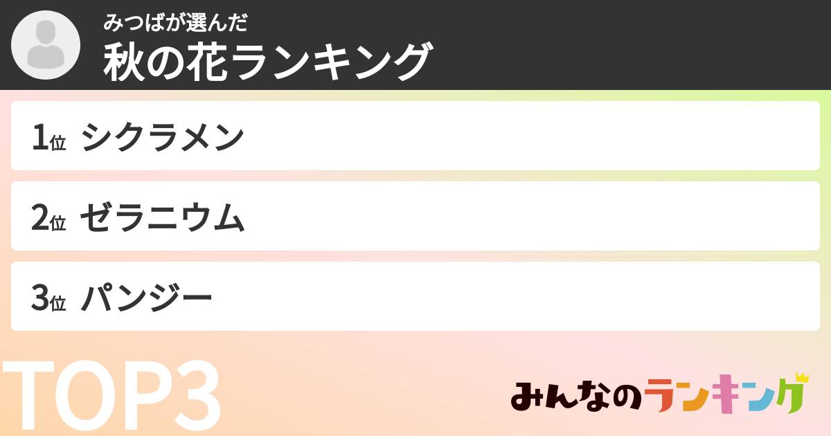 みつばさんの「秋の花ランキング」