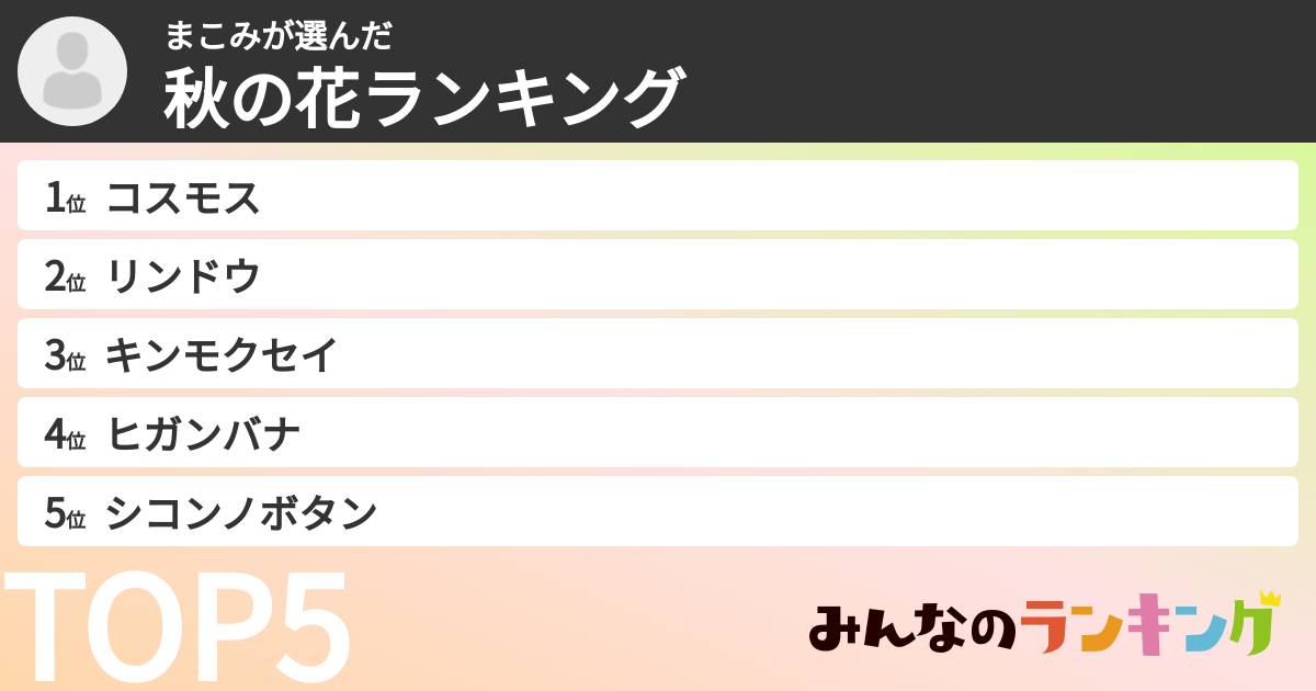 まこみさんの「秋の花ランキング」