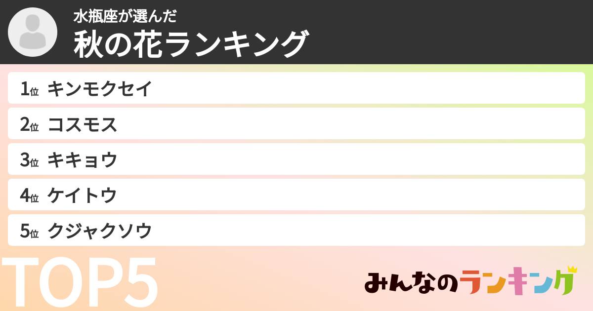 水瓶座さんの「秋の花ランキング」