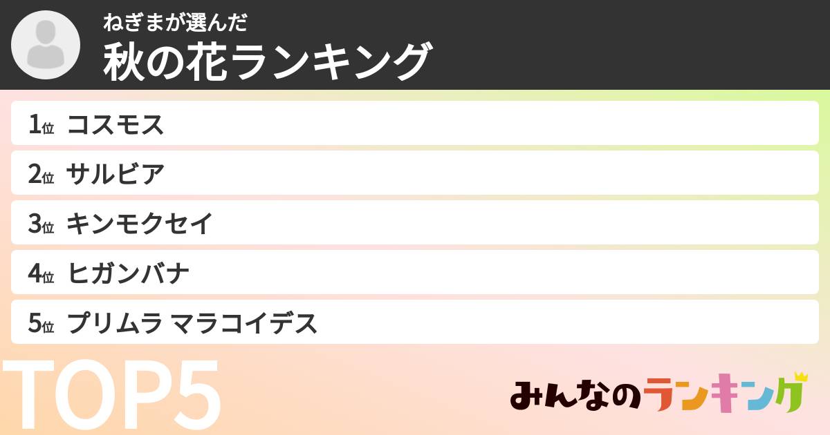 ねぎまさんの「秋の花ランキング」