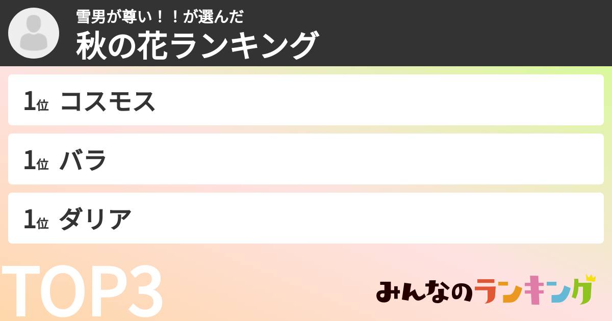 雪男が尊い！！さんの「秋の花ランキング」