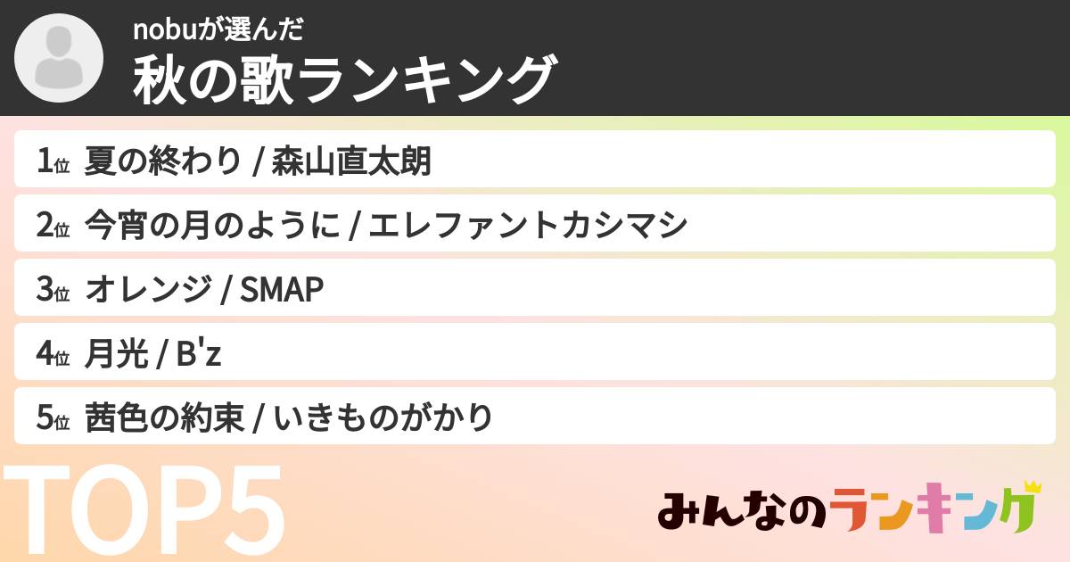 nobuさんの「秋の歌ランキング」