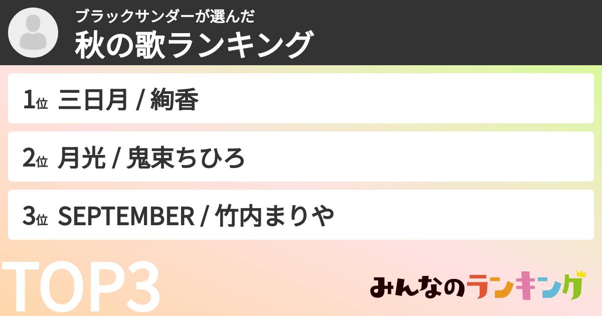 ブラックサンダーさんの「秋の歌ランキング」