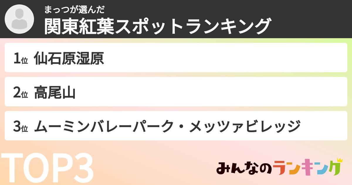 まっつさんの「関東紅葉スポットランキング」