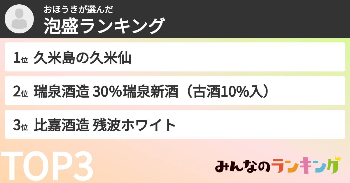 おほうきさんの「泡盛ランキング」