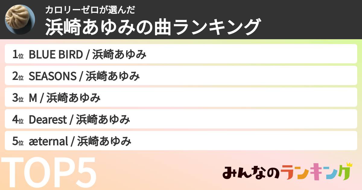 カロリーゼロさんの「浜崎あゆみの曲ランキング」