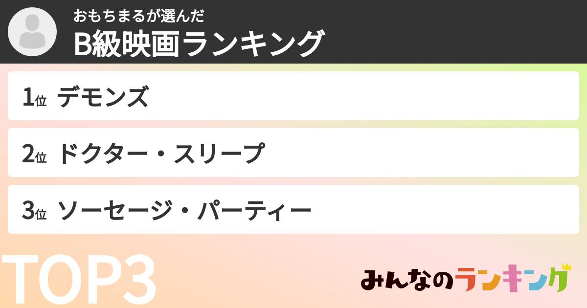 おもちまるさんの「B級映画ランキング」