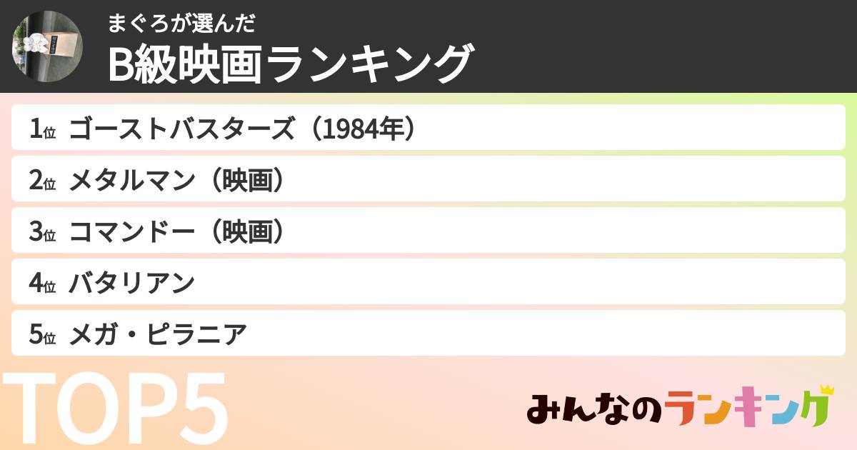 まぐろさんの「B級映画ランキング」
