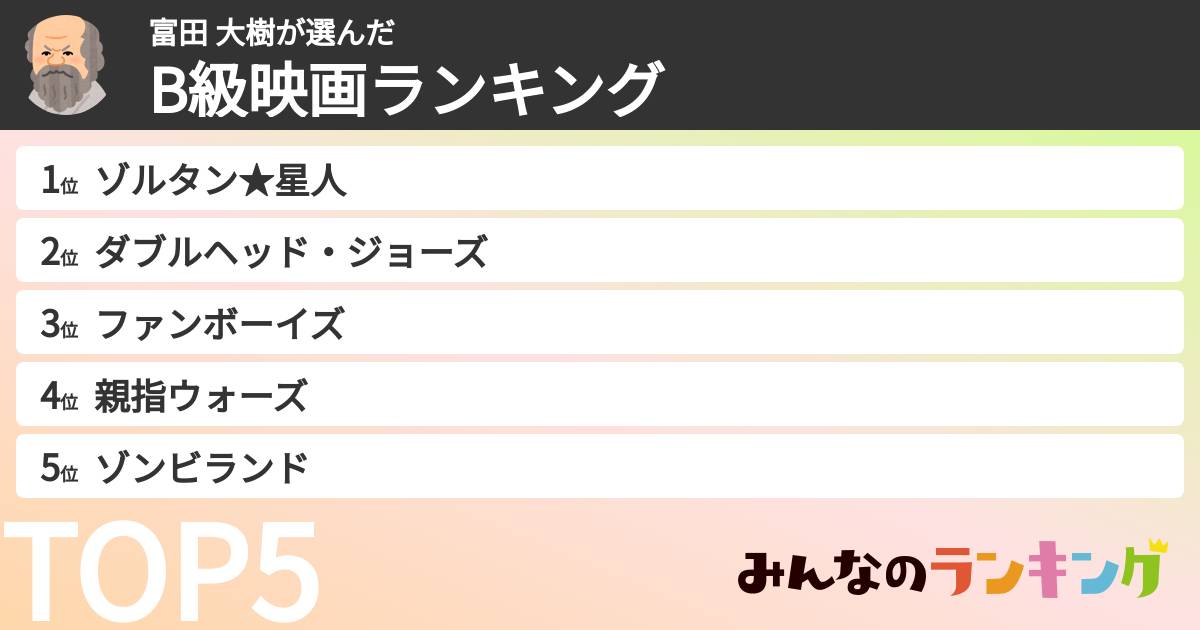 富田 大樹さんの「B級映画ランキング」