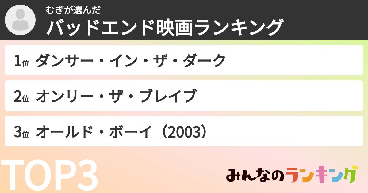 むぎさんの「バッドエンド映画ランキング」