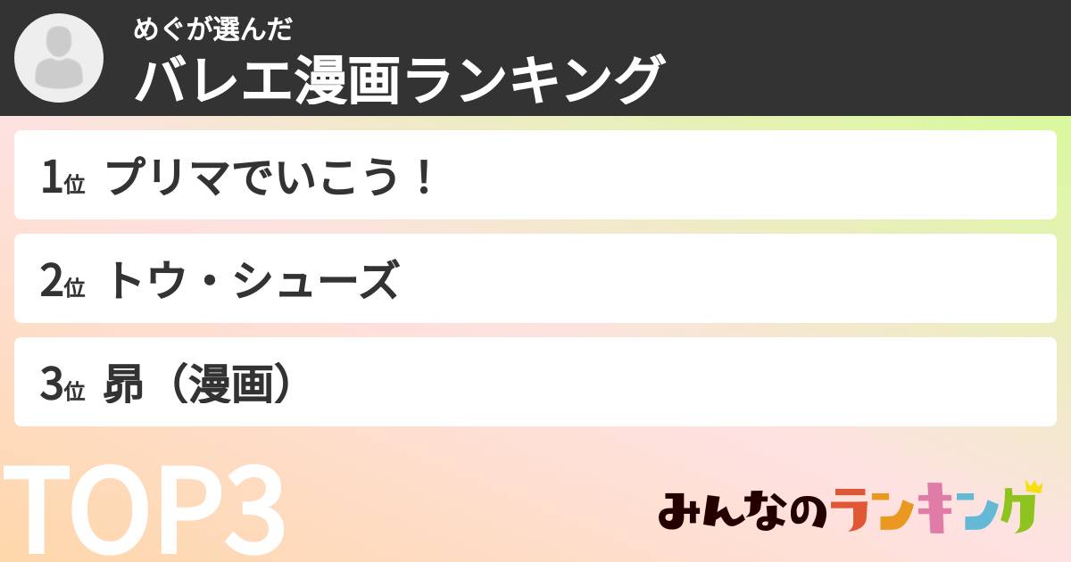 めぐさんの「バレエ漫画ランキング」