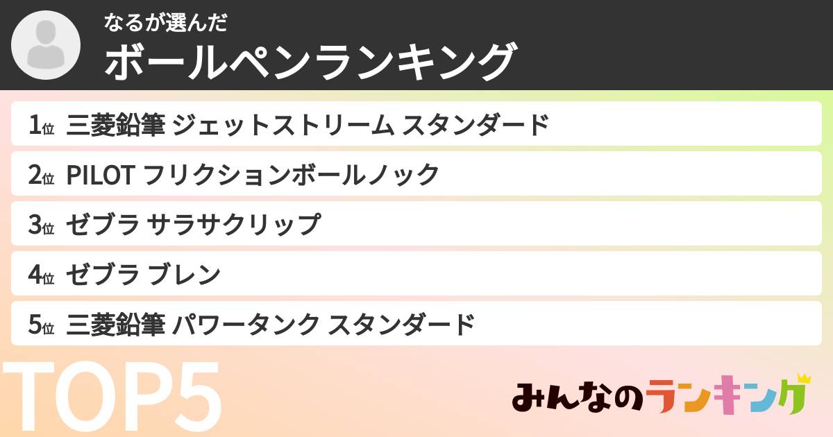 なるさんの「ボールペンランキング」