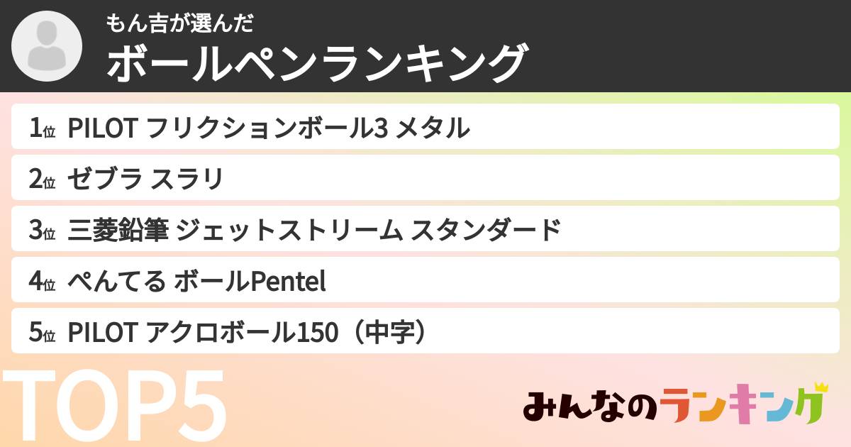 もん吉さんの「ボールペンランキング」