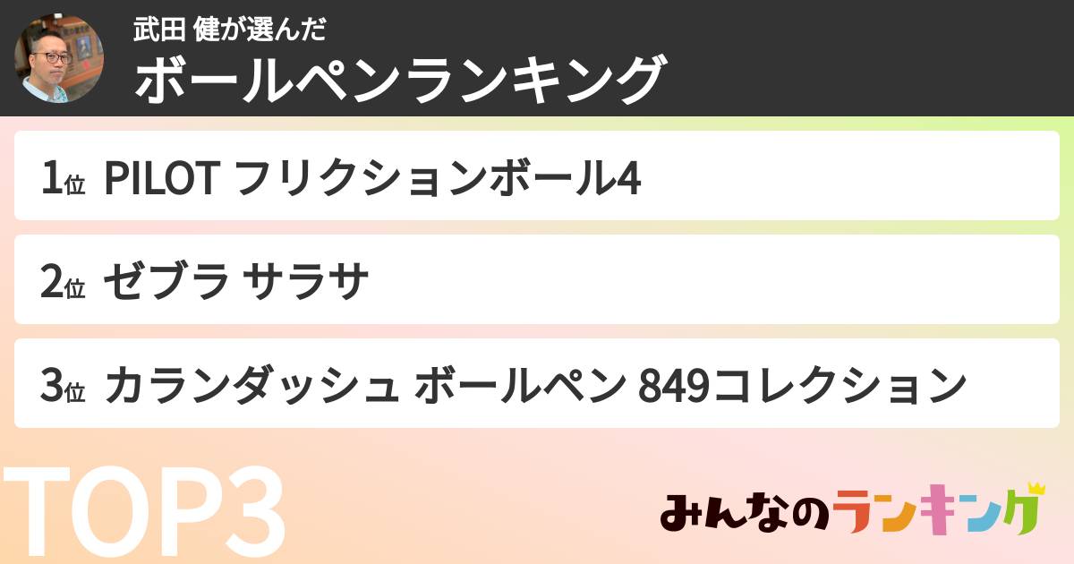 武田 健さんの「ボールペンランキング」
