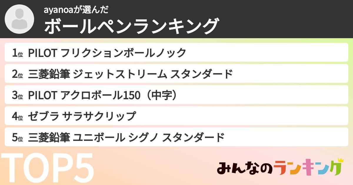 ayanoaさんの「ボールペンランキング」