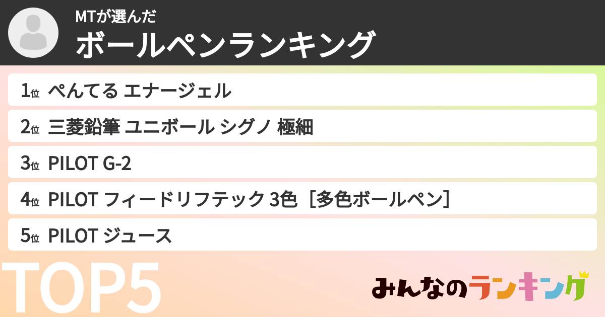 MTさんの「ボールペンランキング」