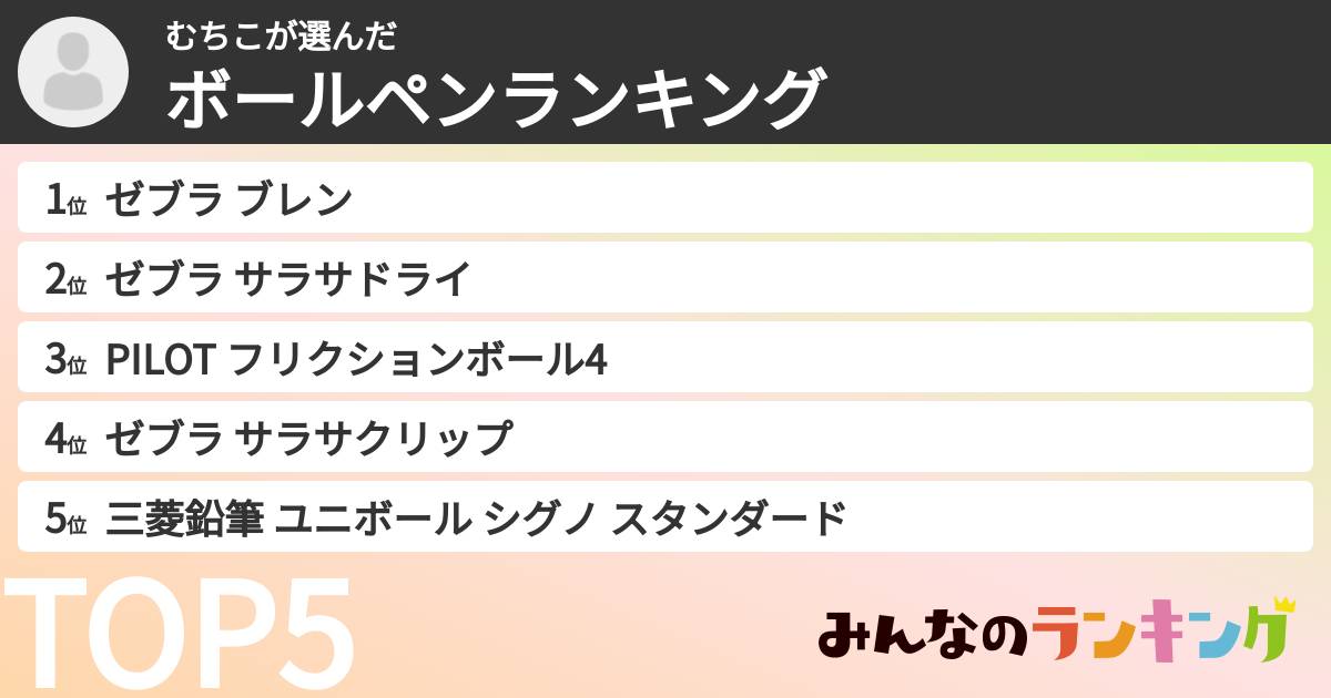 むちこさんの「ボールペンランキング」
