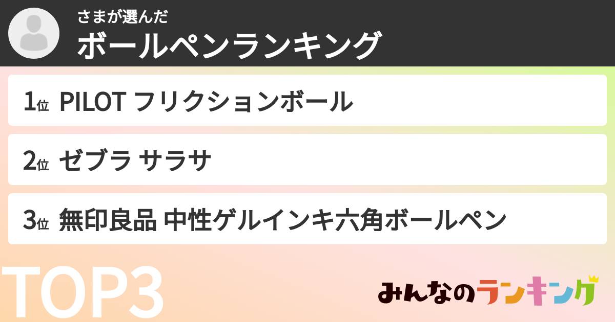 さまさんの「ボールペンランキング」