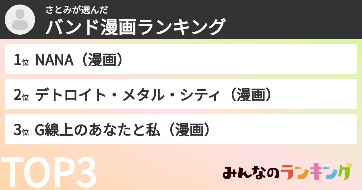 さとみさんの「バンド漫画ランキング」