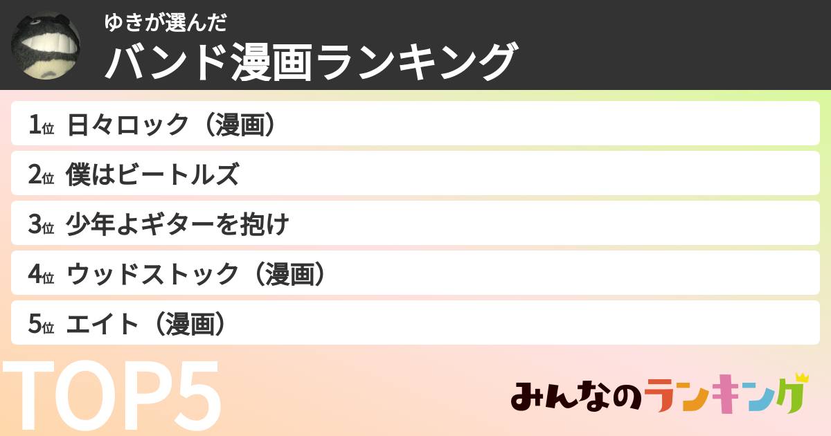 ゆきさんの「バンド漫画ランキング」